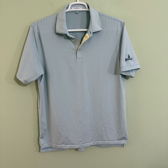 Peter Millar Blue yellow Polo Shirt Casual Short Sleeve golf - Picture 1 of 7